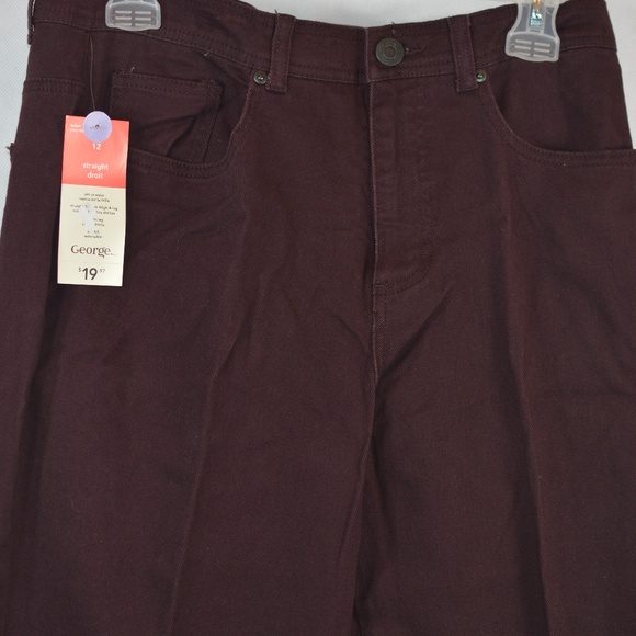 Burgundy Straight Leg High Waist Jean NWT SZ 12 - Picture 3 of 5